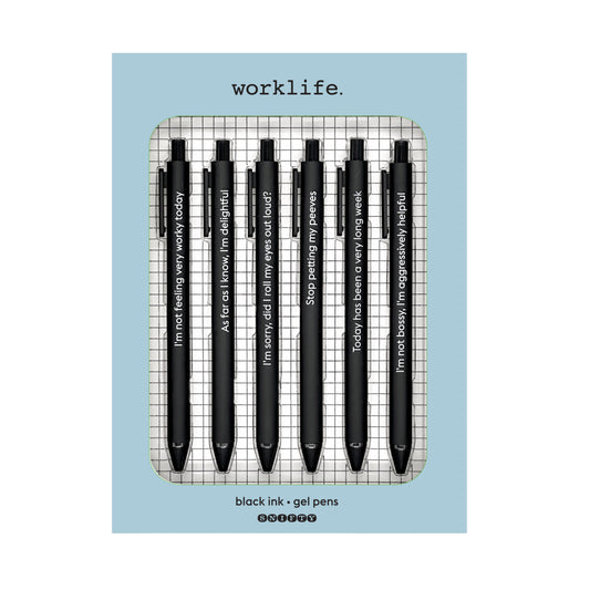 #Worklife - Quotable Black Gel Pen Set of 6