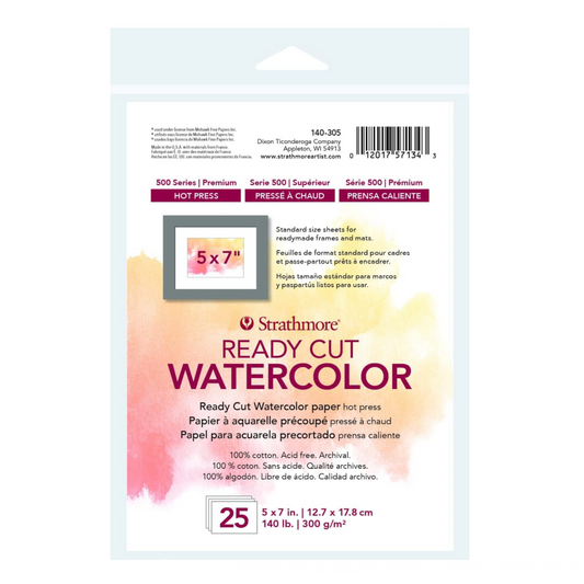 Strathmore Watercolor Ready Cut Sheets - 5" x 7" Hot Press 140lb
