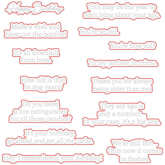 Inside: Snarky Birthday Sentiments - Honey Cuts - Honey Bee Stamps
